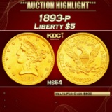 1893-p Gold Liberty Half Eagle $5 ms64 SEGS