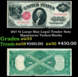 1917 $1 Large Size Legal Tender Note Grades Select AU Signatures Teehee/Burke