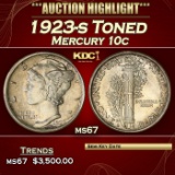 1923-s Mercury Dime Toned 10c ms67 SEGS