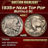 1935-p Buffalo Nickel Near Top Pop 5c ms68 SEGS