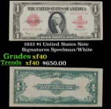 1923 $1 United States Note Grades xf Signatures Speelman/White