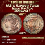 1921-d Morgan Dollar Rainbow Toned Near Top Pop! $1 ms67+ SEGS