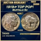 1919-p Buffalo Nickel TOP POP! 5c ms68 SEGS