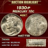 1930-p Mercury Dime 10c ms67 FSB SEGS