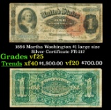 1886 $1 large size Silver Certificate Martha Washington Grades vf+ FR-217