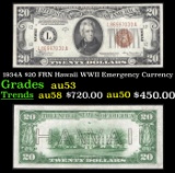 1934A $20 FRN Hawaii WWII Emergency Currency Grades Select AU