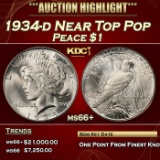 1934-d Peace Dollar Near Top Pop $1 ms66+ SEGS