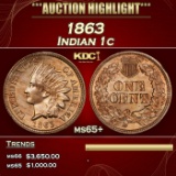 1863 Indian Cent 1c Grades ms65+