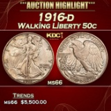 1916-d Walking Liberty Half Dollar 50c ms66 SEGS