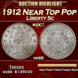 1912 Liberty Nickel Near Top Pop 5c ms66 SEGS