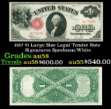 1917 $1 Large Size Legal Tender Note Grades Choice AU/BU Slider Signatures Speelman/White