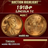 1918-p Lincoln Cent 1c ms66 rd SEGS
