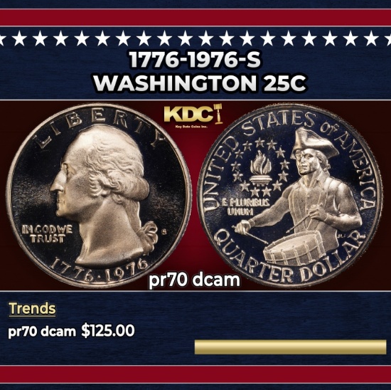 1776-1976-s Proof Washington Quarter 25c pr70 dcam SEGS