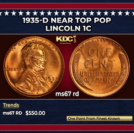 1935-d Lincoln Cent Near Top Pop 1c ms67 rd SEGS