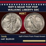 1937-s Walking Liberty Half Dollar Near Top Pop 50c ms67 SEGS