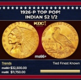 1926-p Gold Indian Quarter Eagle TOP POP! $2 1/2 ms66+ USCG