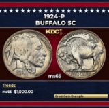 1924-p Buffalo Nickel 5c ms65 SEGS
