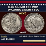 1946-s Walking Liberty Half Dollar Near Top Pop 50c ms67 SEGS
