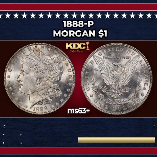1888-p Morgan Dollar $1 Grades ms63+