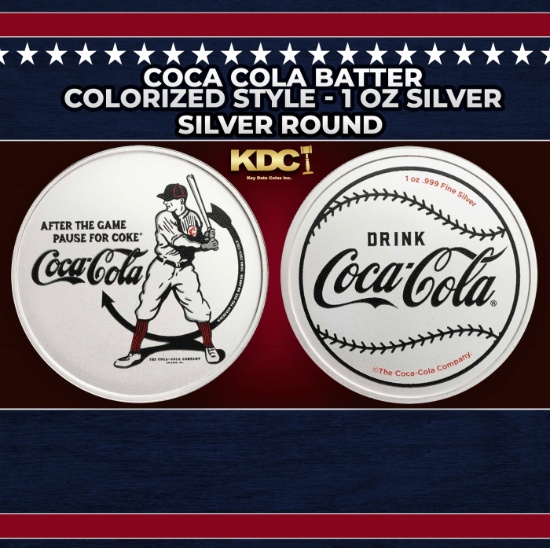 Coca Cola Batter Colorized Style - 1 oz Silver Round Round