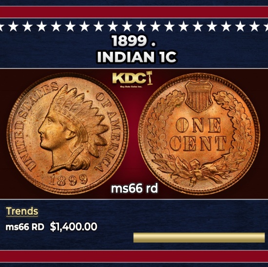 1899 Indian Cent . 1c ms66 rd SEGS