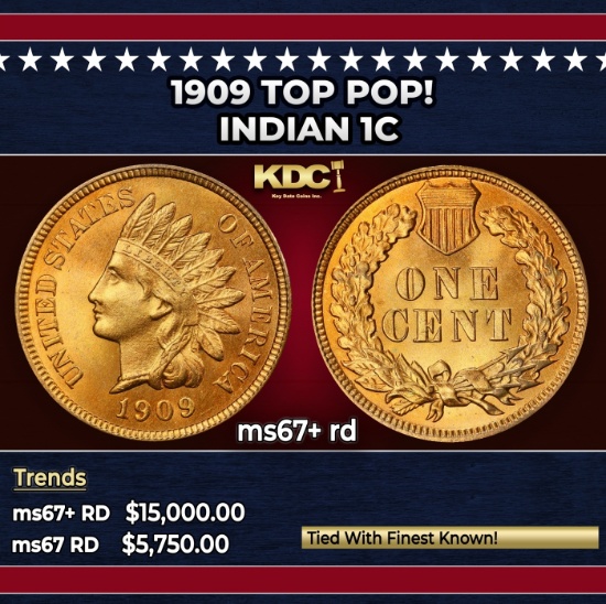 1909 Indian Cent TOP POP! 1c ms67+ rd SEGS