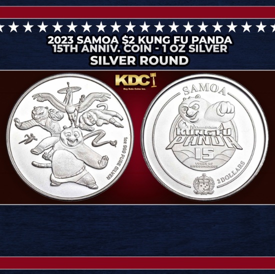 2023 Samoa $2 Kung Fu Panda 15th Anniv. Coin - 1 oz Silver Round Round