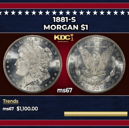 1881-s Morgan Dollar $1 ms67 SEGS