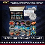 Saltwater Fish Aquarium 15 Piece Colorized JFK Half Dollar Set with Collectors Box Other Toy