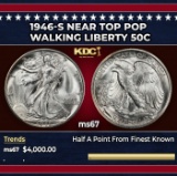 1946-s Walking Liberty Half Dollar Near Top Pop 50c ms67 SEGS