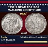 1937-s Walking Liberty Half Dollar Near Top Pop 50c ms67 SEGS