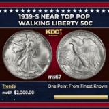 1939-s Walking Liberty Half Dollar Near Top Pop 50c ms67 SEGS
