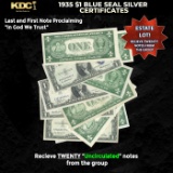 20x 1935 $1 Blue Seal Silver Certificates Grades CU