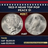 1923-p Peace Dollar Near Top Pop $1 ms67 SEGS