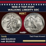 1939-p Walking Liberty Half Dollar TOP POP! 50c ms68+ SEGS