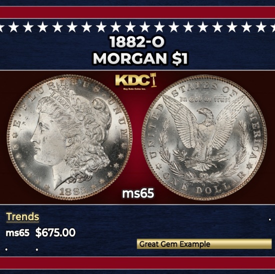 1882-o Morgan Dollar $1 Grades ms65