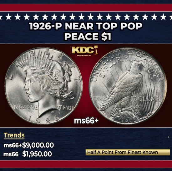 1926-p Peace Dollar Near Top Pop $1 ms66+ SEGS