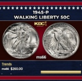 1945-p Walking Liberty Half Dollar 50c Grades ms66
