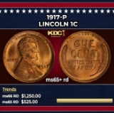 1917-p Lincoln Cent 1c Grades ms65+ rd