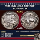 1938-d/d Buffalo Nickel Near Top Pop 5c ms67+ SEGS