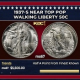 1937-s Walking Liberty Half Dollar Near Top Pop 50c ms67 SEGS