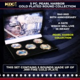 5 Coin Pearl Harbor Gold Plated Round Collection