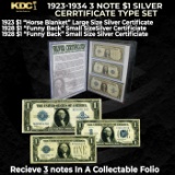 1923-1934 3 Note $1 Silver Cerrtificate Type Set 1923 
