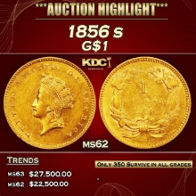 1856-s Gold Dollar $1 ms62 USCG