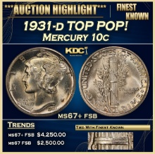 1931-d Mercury Dime TOP POP! 10c ms67+ fsb SEGS