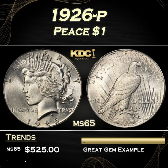 1926-p Peace Dollar $1 Grades ms65