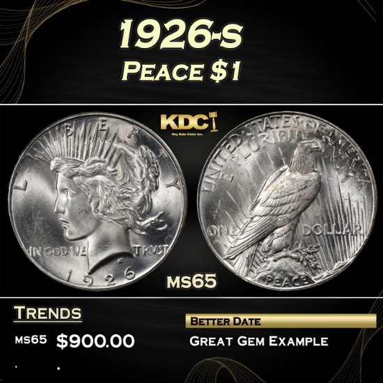 1926-s Peace Dollar $1 Grades ms65