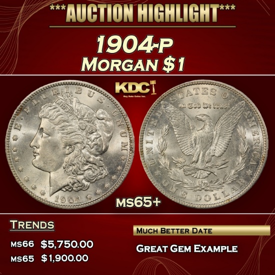 1904-p Morgan Dollar $1 ms65+ SEGS