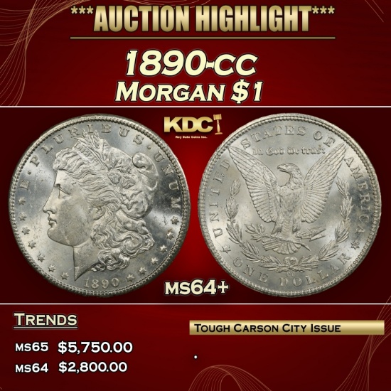 1890-cc Morgan Dollar $1 ms64+ SEGS