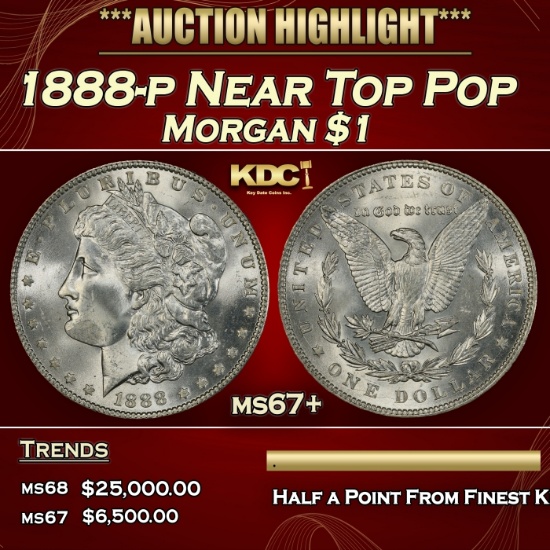 1888-p Morgan Dollar Near Top Pop $1 ms67+ SEGS